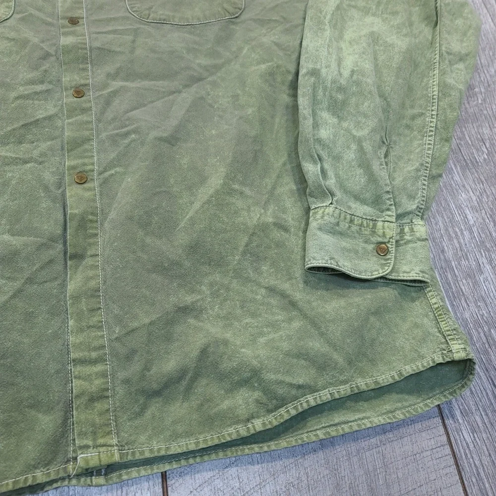 Guess Button Shirt Mens Size Large Olive Green Georges Marciano Vintage Utility - Picture 3 of 6